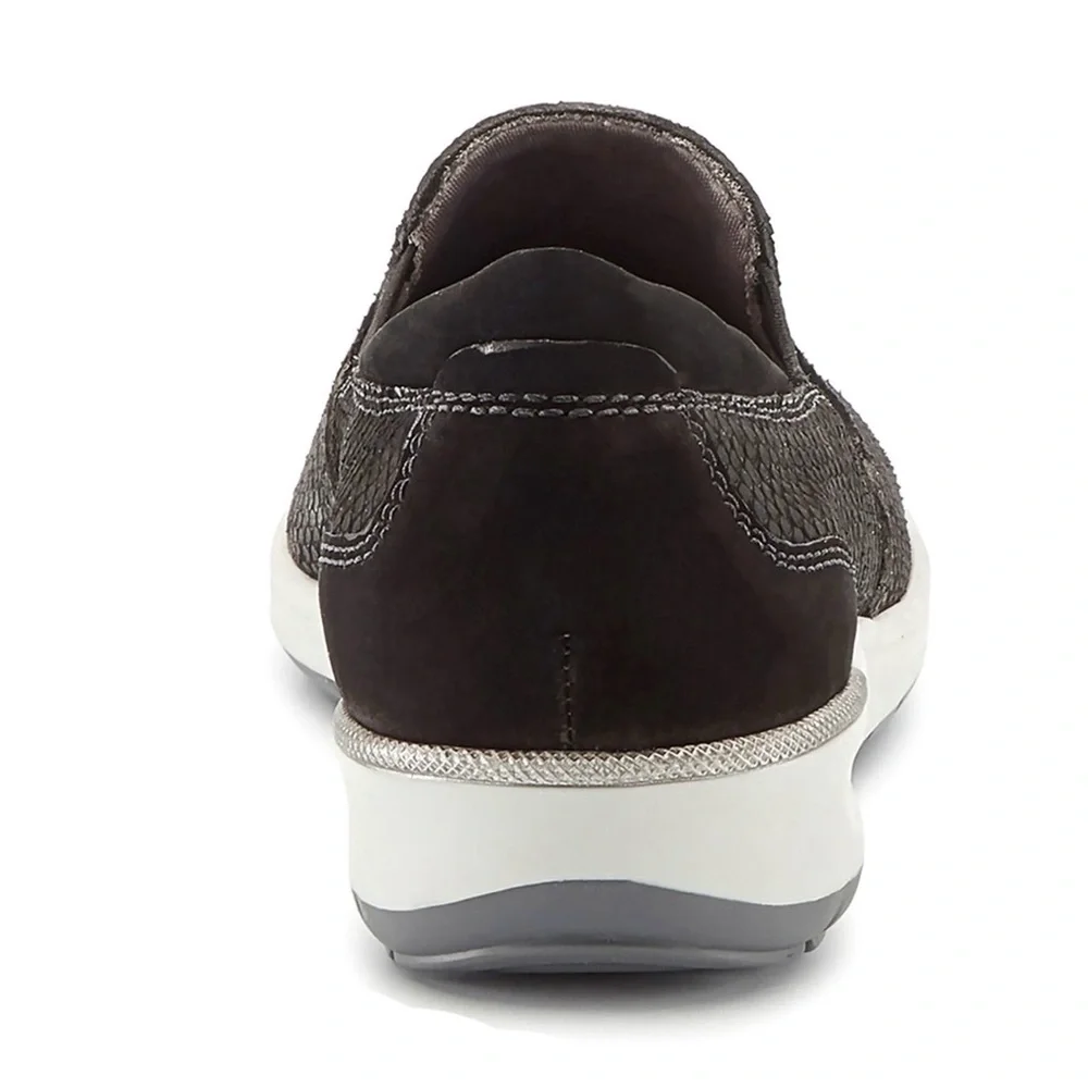 Ros Hommerson Slip On Shoe Orleans Women's Black Matte Snakeskin Nubuck Size 9W - Picture 5 of 7